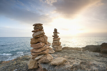 Spain, Mallorca, Ses Salines, Cap de ses Salines, piles of stones - MEMF000713
