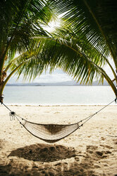 Philippines, Palawan, hammock and palms on a beach near El Nido - GEMF000054