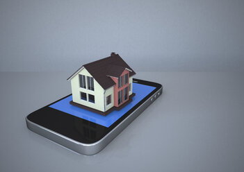 Haus mit Smartphone, 3d-Rendering - ALF000301