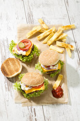 Hausgemachte Cheeseburger mit Pommes frites - MAEF009733