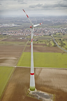 Southern Germany, aerial view of wind turbine - KDF000685