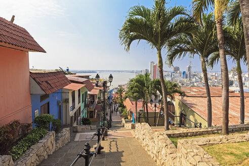 South America, Ecuador, Guayas Province, Guayaquil, Las Penas, Cerro Santa Ana, City view - FOF007713