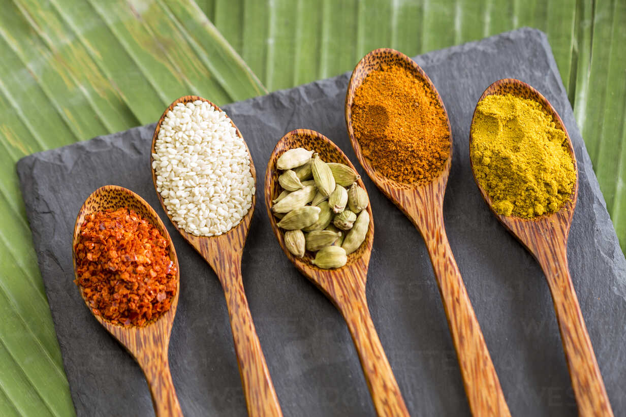 Spices on Spoons Royalty-Free Stock Photo