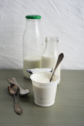 bottles of milk and cup of natural yoghurt - MYF000911