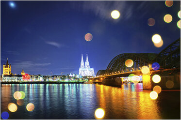 Germany, Cologne Cathedral at night - HOHF001282