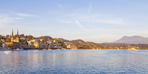Switzerland, Canton of Lucerne, Lucerne, Lake Lucern with excursion boat - WDF002970