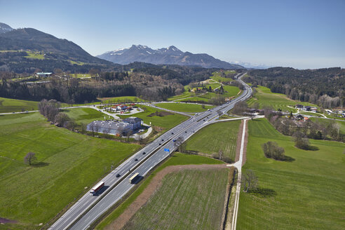 Germany, Bavaria, Aerial view of A8 highway, exit to Bernau - KDF000689