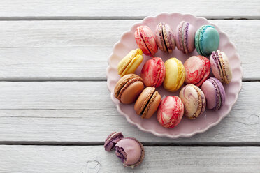 Bunte Macarons auf einem Teller - CSF024871