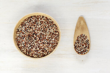 Holzschale und Löffel Löffel ungekochte Quinoa tricolor Körner - EVGF001365