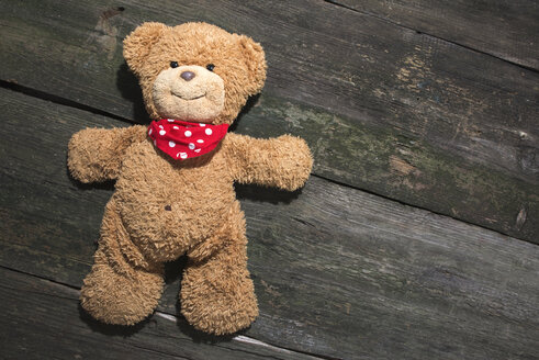 Teddybär auf hölzernem Hintergrund - DEGF000383