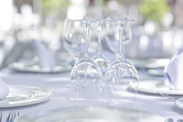 Wine glasses on outdoor restaurant table - ZEF004025