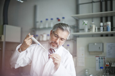 Scientist pouring liquid in test tube - RBF002524