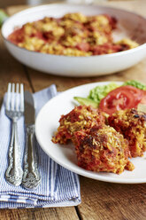 Vegetarian Porcupine Balls with TVP, rice, onion, bread crumbs and tomato sauce - HAWF000738