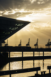 Germany, Hamburg, office building Dockland at sunset - KRPF001362