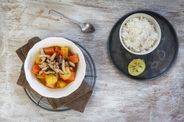 Sweet potato carrot curry with shitake mushrooms and basmati rice - EVGF001382