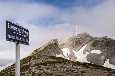 Schweiz, Kanton Appenzell Innerrhoden, Bergstation Säntis, Schild Lysengrat - KEBF000074