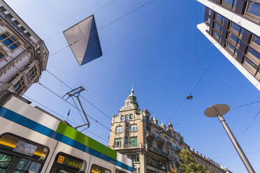 Switzerland, Zurich, Bahnhofstrasse, shopping street, Tram way - WDF003008