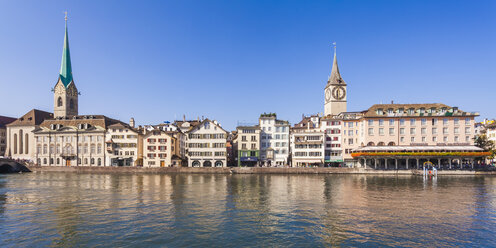 Schweiz, Zürich, Fluss Limmat, Fraumünsterkirche und St. Peterskirche, Panorama - WDF003027