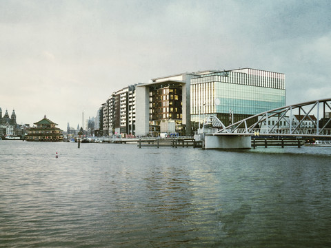 Amsterdam, Niederlande, Oosterdokskade vom Nemo Science Center, lizenzfreies Stockfoto