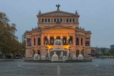 Germany, Frankfurt, view to lighted opera house - KEBF000089