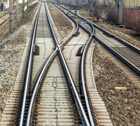 Austria, railway tracks and junctions seen from driving train - EJWF000727