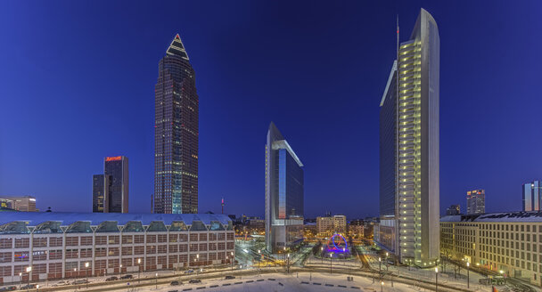 Germany, Frankfurt, Platz der Einheit at blue hour - TIF000067