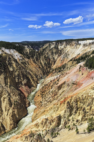 USA, Wyoming, Yellowstone National Park, Blick auf den Yellowstone River, Grand Canyon of the Yellowstone, lizenzfreies Stockfoto