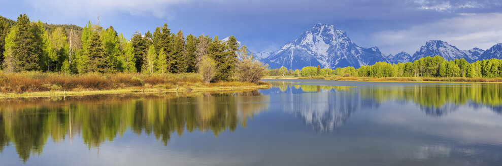 USA, Wyoming, Grand Teton National Park, Jackson Lake mit Teton Range, Panorama - FOF008091