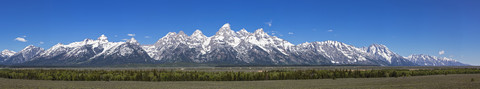 USA, Wyoming, Grand-Teton-Nationalpark, Teton-Gebirge, Panorama, lizenzfreies Stockfoto