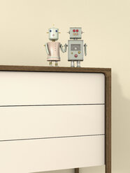 Male and female robot on sideboard, 3D rendering - UWF000424