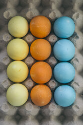 Coloured Eatser eggs in egg carton - ASCF000118