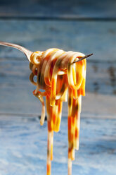 Cooked coloured Linguini on a fork - CSF025306