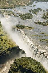 Border of Zimbabwe and Zambia, aerial view of Victoria Falls - CLPF000087