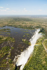 Border of Zimbabwe and Zambia, aerial view of Victoria Falls - CLPF000089