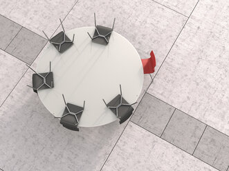 View to round conference table from above, 3D Rendering - UWF000440