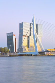Niederlande, Grafschaft Holland, Rotterdam, Blick auf die Erasmusbrücke und den KPN-Turm von Renzo Piano De Rotterdam building by Rem Koolhaas - MSF004522