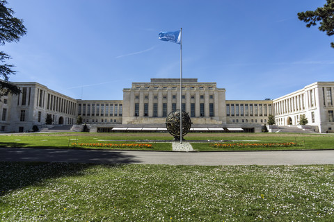 Schweiz, Genf, Palast der Nationen, lizenzfreies Stockfoto