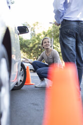 Teenage girl during driving license test - ZEF004811