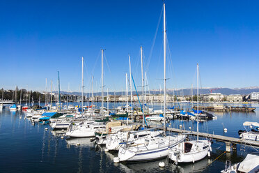Switzerland, Geneva, marina at Lake Geneva - WEF000342