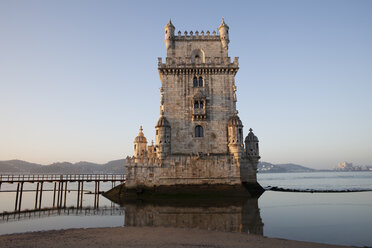 Portugal, Lisbon, Belem Tower at sunrise on the Tagus river - ABOF000007