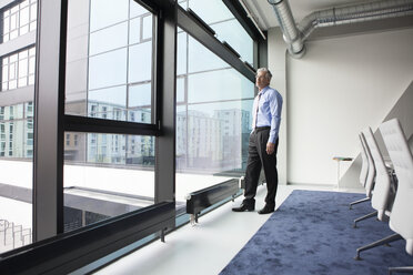 Successful manager standing at window in conference room - RBF002673