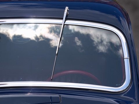 Windscreen with windscreen wiper of Mercedes vintage car stock photo