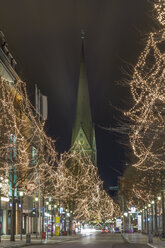 Germany, Hamburg, shopping street Moenckebergstrasse at Christmas time - NKF000240