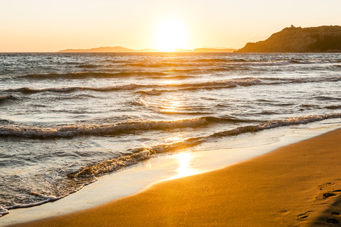 Greece, Corfu, Arillas beach in the evening stock photo