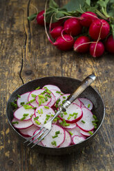Organic radish salad in bowl with chives - LVF003377