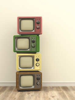 Illustration, stack of old tv - UWF000467