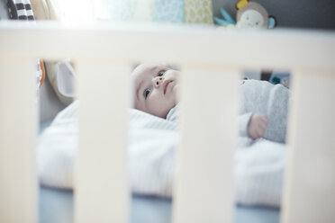 Baby lying in crib looking up - STKF001242