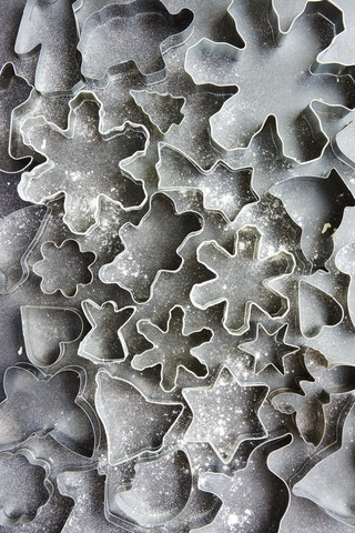 Cookie cutters in various shapes stock photo