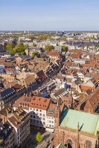 Frankreich, Elsass, Straßburg, Blick über die Altstadt zum Europaviertel - WDF003114