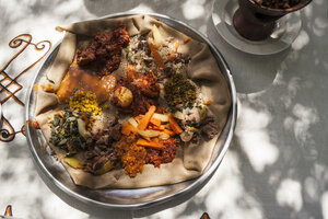 Ethiopia, Traditional food of lentils and vegetables - PAF001402